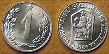 Oběžná mince - jednohaléř 1986